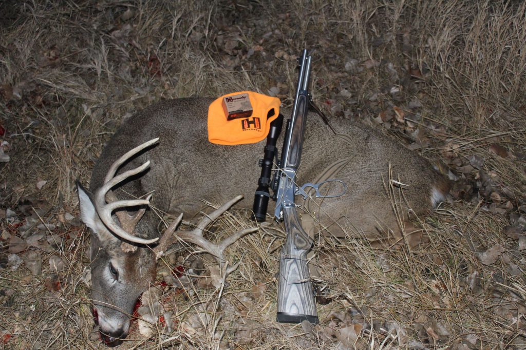 IMG_3910: A fine Nebraska whitetail, taken at sunset with the 1894 Marlin .44 Magnum, using a new Hornady 200-grain Monoflex bullet.