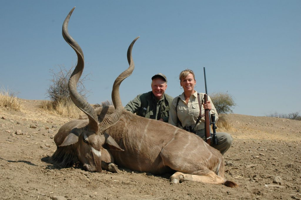 Namibia kudu donna: Donna Boddington used a Ruger M77 in .30-06 with 180-grain Interlock to take this excellent Namibian kudu. We’ve used the .30-06 to take a wide assortment of non-dangerous Africa game…but at normal African shooting distances the .308 works equally well