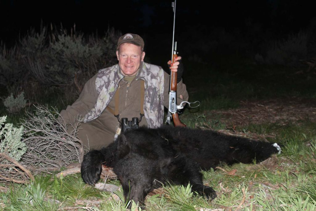 That’s a Winchester M71 in .348 with an Idaho black bear. Like most Winchester lever-actions, M71’s are quickly keeping up in price. But it’s a slick rifle and awesome cartridge. I’ve had one or another for more than 40 years…but I think I’ll keep this one!
