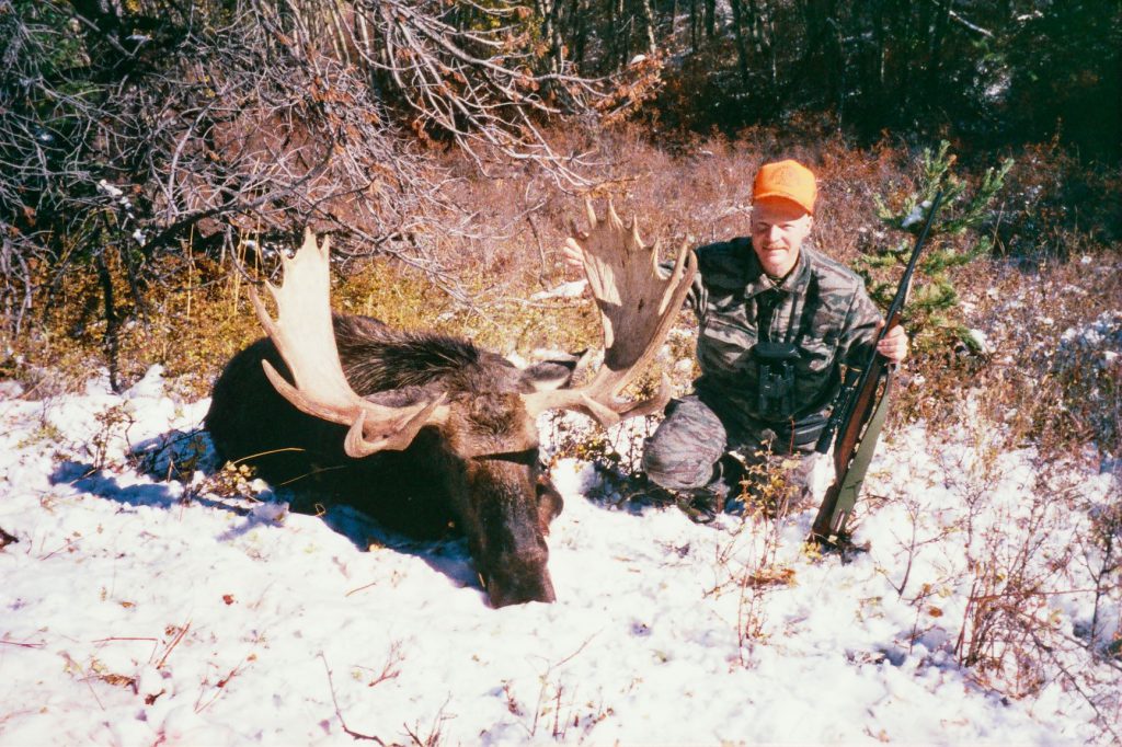 Boddington used a Winchester M88 in .358 Winchester to take this Shiras moose on a tough-to-draw Wyoming permit. Although definitely not fast, the little .358 is a powerful cartridge that hits hard with little recoil.