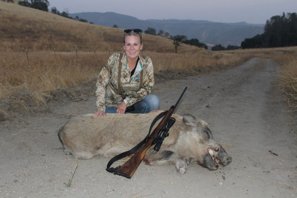 IMG_5631: Donna Boddington used a Dakota 7mm-08 to take this big Central Coast boar. This is the boar that got back up, offering some unexpected excitement.