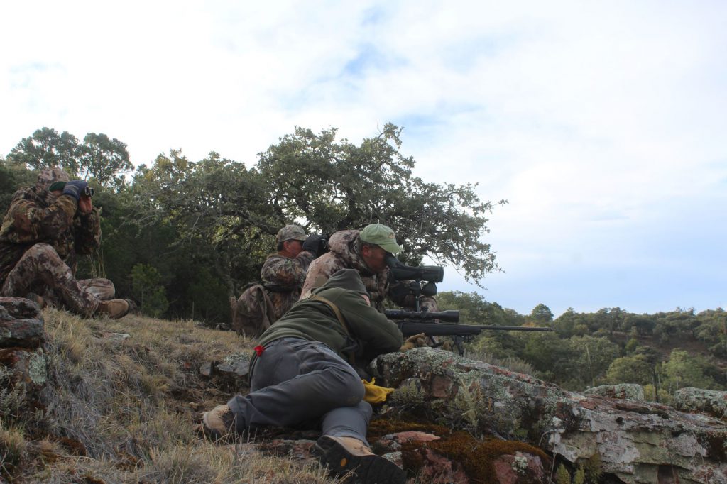 IMG_4448: Setting up for a 300-yard shot at a whitetail in central Mexico, January 2020. Given a choice, this is Boddington’s preferred technique for most spot-and-stalk hunting: Backpack on a solid natural rest, rifle over the pack.