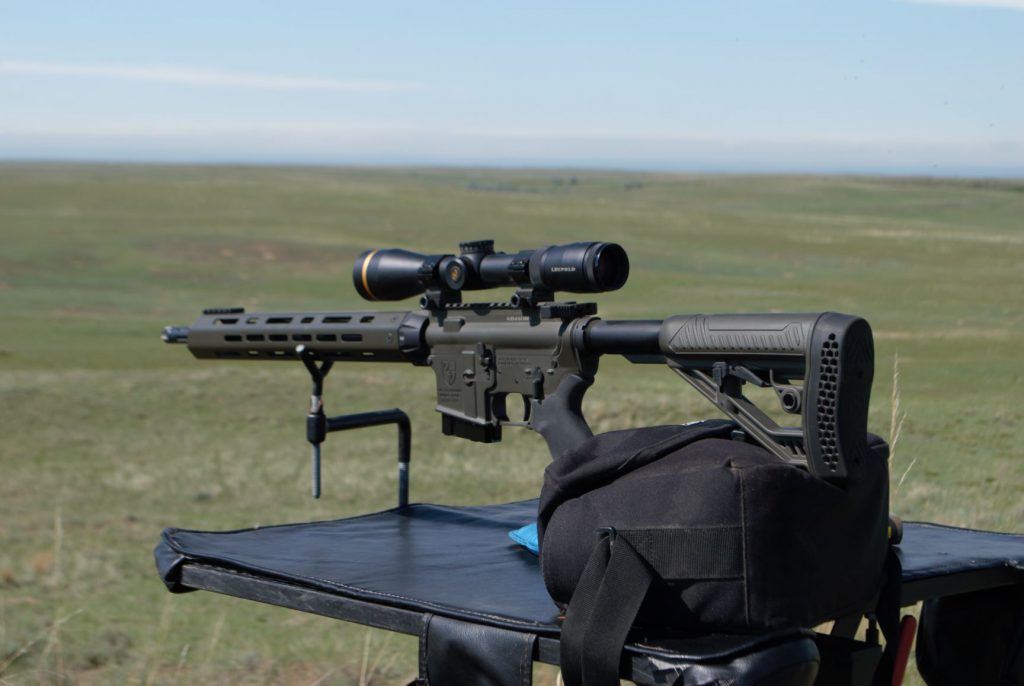 DSC_2228: An Alexander Arms 6.5mm Grendel, perfectly at home in a prairie dog town. The little Grendel delivers impressive performance, and Boddington considers it the most versatile of all AR-compatible cartridges.