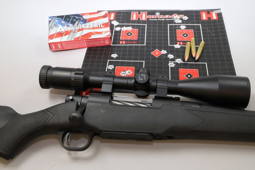 IMG_0440: Most “AR cartridges” are also available in other action types. This Mossberg Patriot bolt-action in .350 Legend offered good accuracy, certainly more than needed for the cartridge’s effective range.