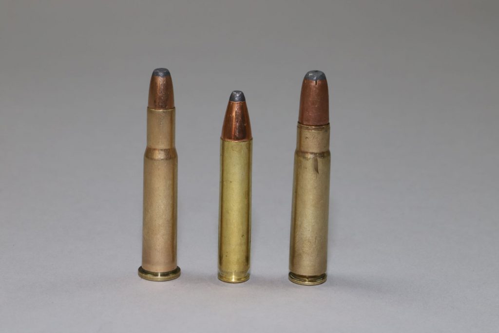 IMG_0475: Left to right: .30-30 Winchester, .350 Legend, .35 Remington. In performance on game, the .350 Legend is sort of between the .30-30 and .35 Remington, both legendary deer cartridges.