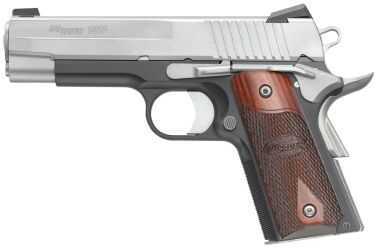 Sig Sauer 1911 Compact 45 ACP C3 Alloy Frame Duotone 7+1 Rounds Rosewood Custom Grip Semi-Auto Pistol 1911CO45TC3