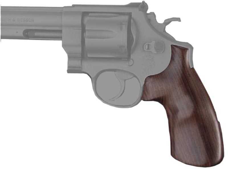 Hogue Wood Grips - Pau-Ferro Compact for N Round Butt Revolvers No Finger Grooves 25310