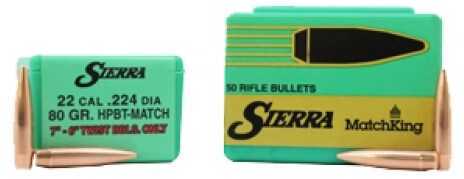 Sierra 22 Caliber (.224) 80 Grains HPBT (Per 50) 9390T