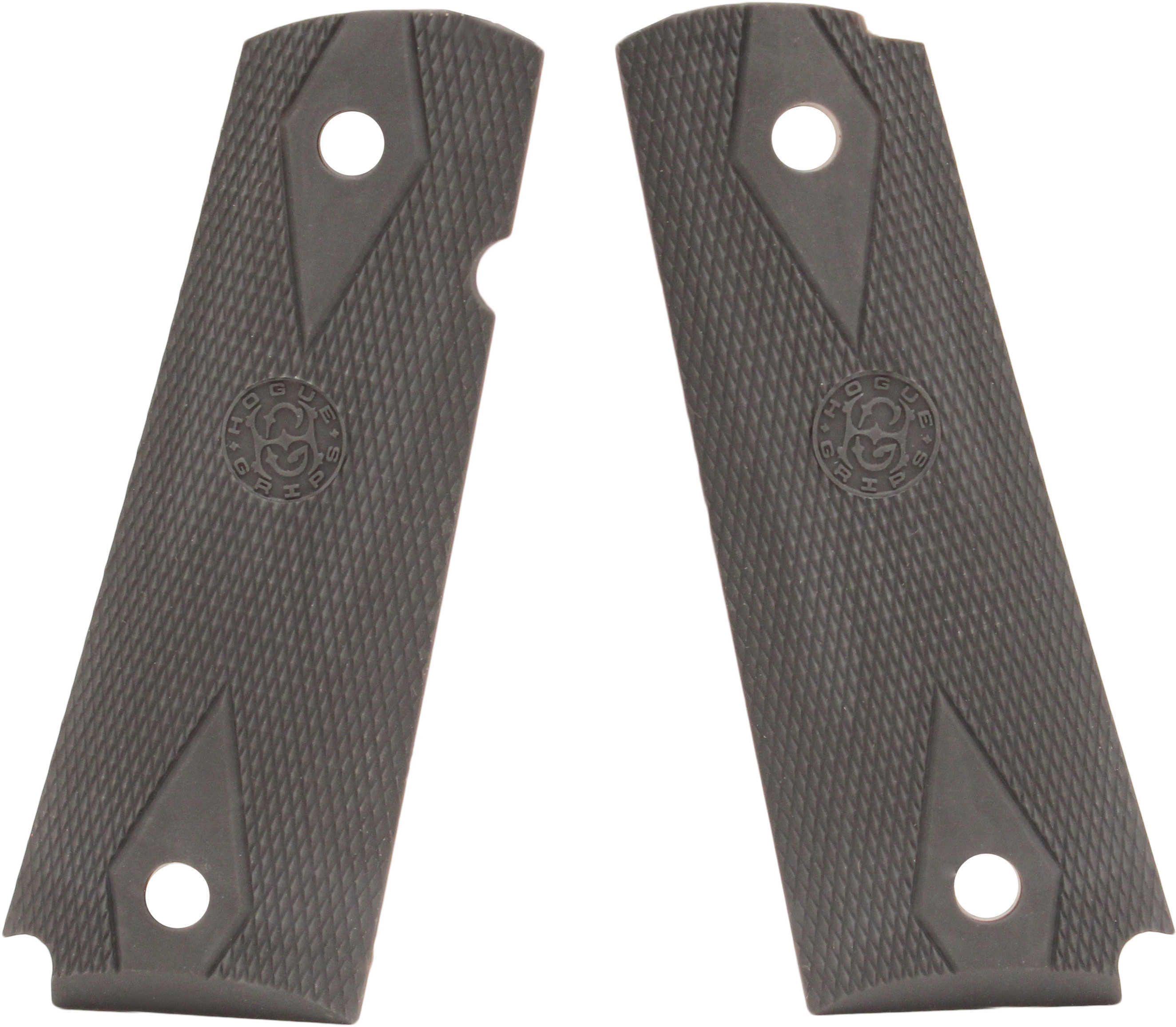 Hogue Colt Government Rubber Grip Panels, Checkered with Diamonds Pewter 45012