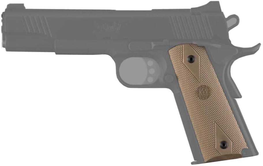 Hogue Colt Government Rubber Grip Panels, Checkered with Diamonds Desert Tan 45013