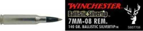 7mm-08 Remington 20 Rounds Ammunition Winchester 140 Grain Ballistic Tip