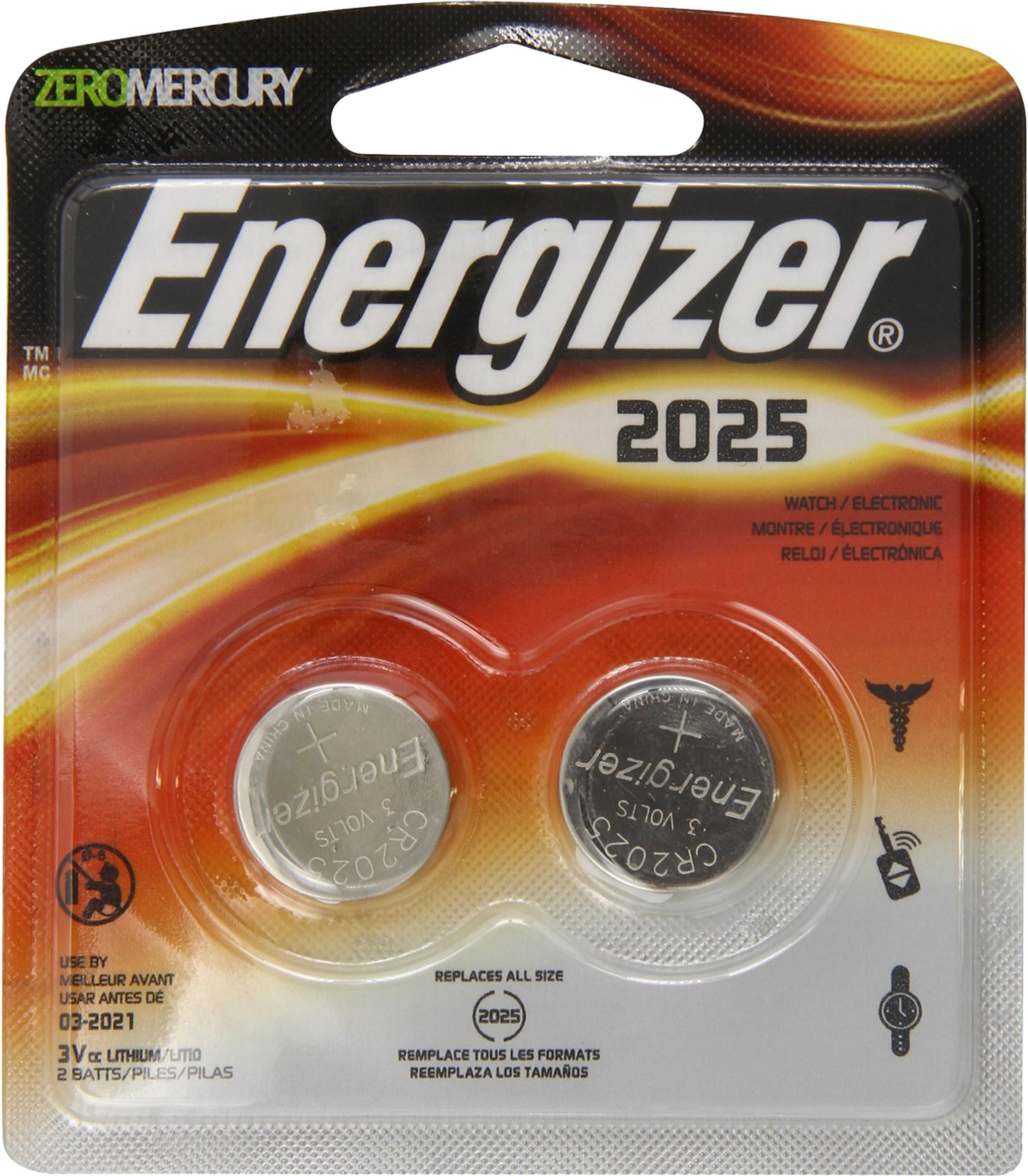 Energizer Lithium Coin #2025 3Volt (2-pack) 2025BP-2