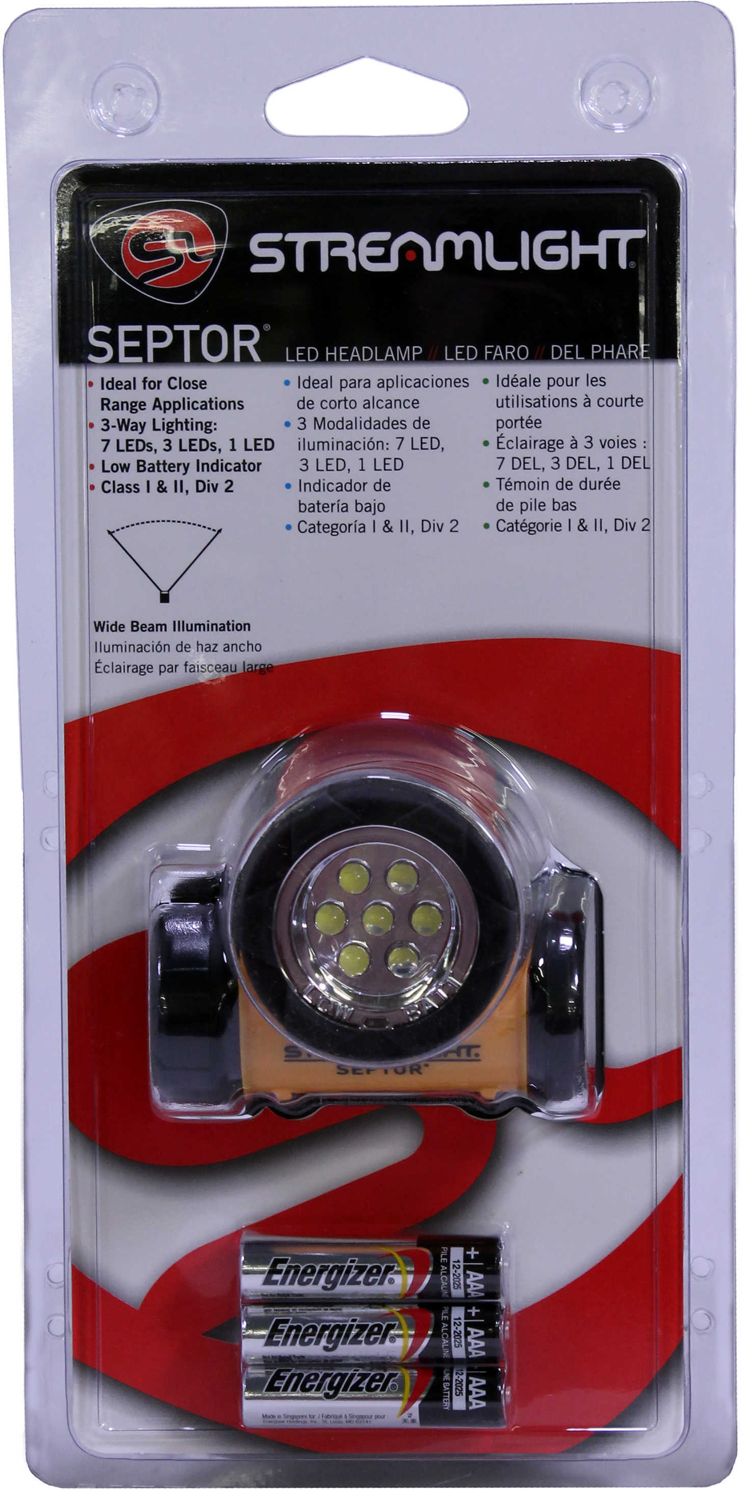 Streamlight Septor Headlight, Yellow with Elastic and Rubber Strap 61052