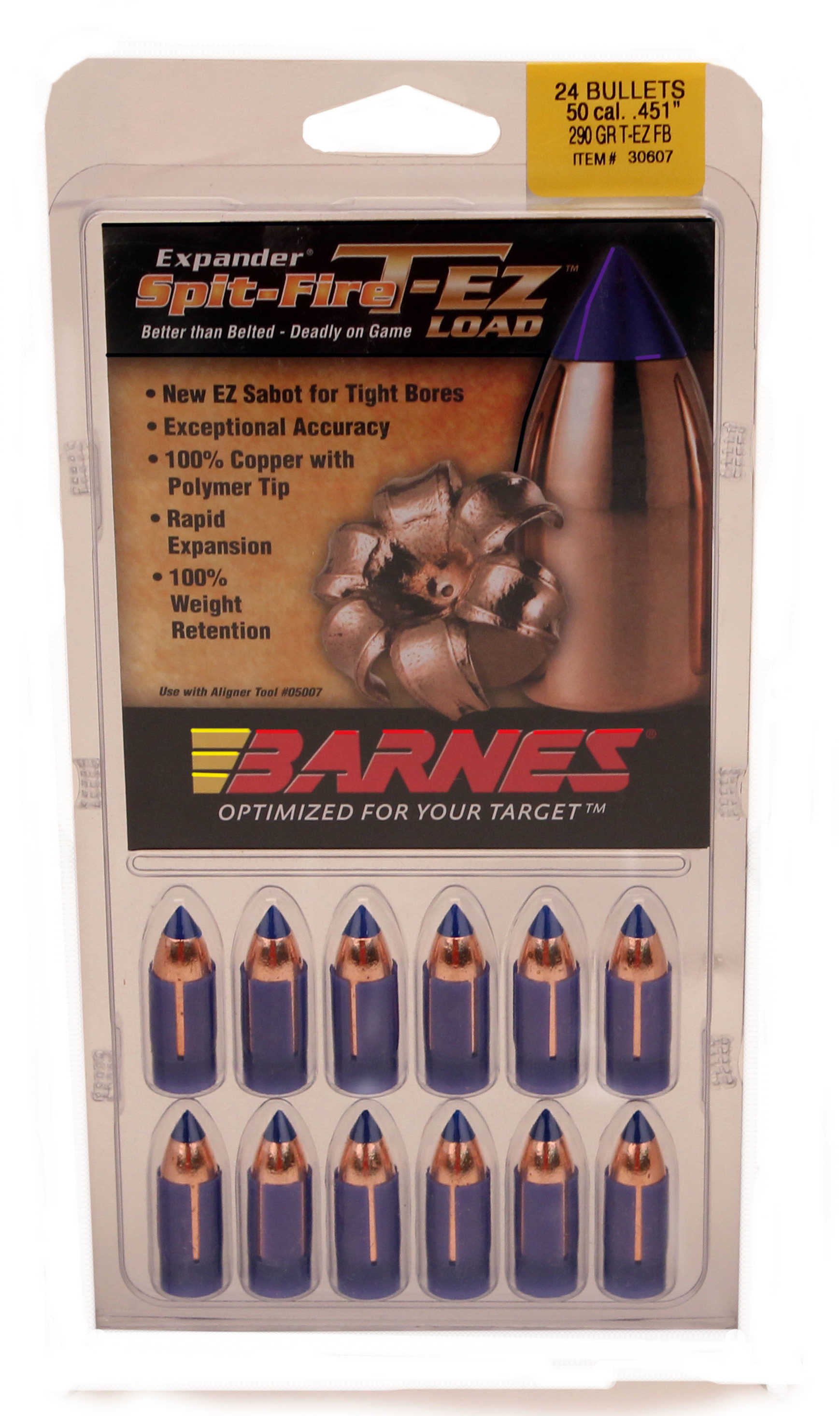 Barnes Bullets 50 Caliber .50 .451 290 Grains Flat Base (Per 24) 45192