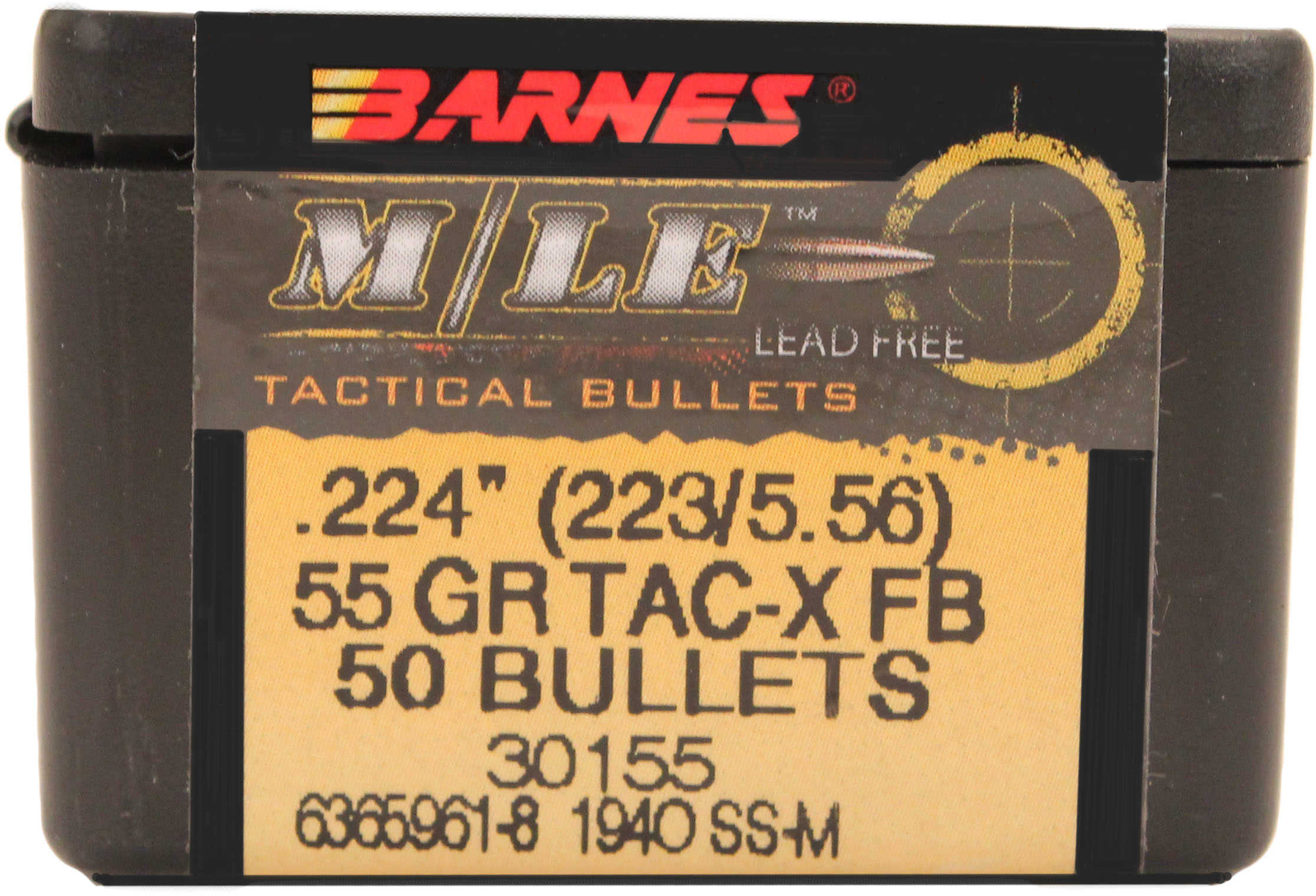 Barnes Bullets 223/5.56 Caliber (.224") 55 Grain TacX FB (Per 50) 22405