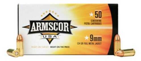 9mm Luger 50 Rounds Ammunition Armscor Precision Inc 124 Grain Full Metal Jacket