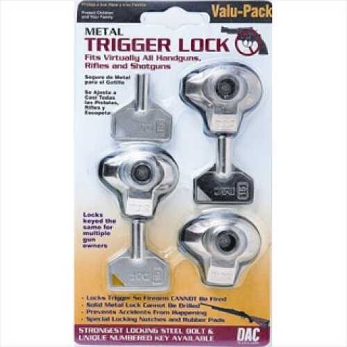 Gunmaster DAC Metal Trigger Lock Triple, Clam Pack MTL100