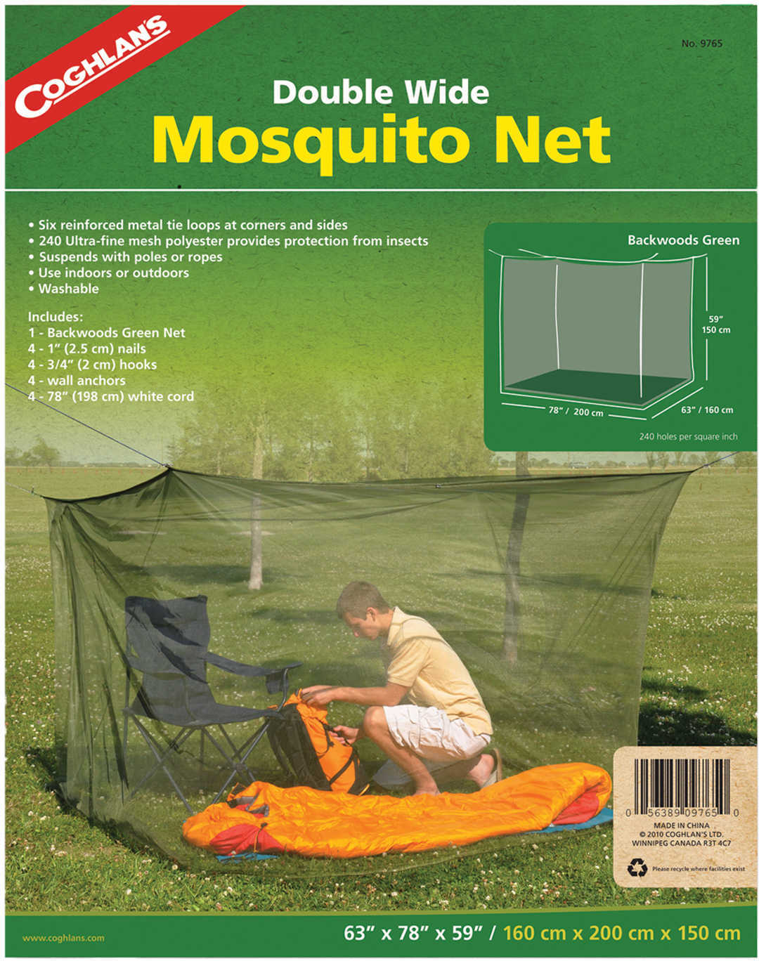 Coghlans Mosquito Net Backwoods, Double, Green 9765