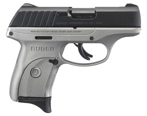 Ruger EC9s Semi Automatic Pistol 9mm Luger 3.12" Barrel 7 Round Capacity Black Slide Polymer Silver Cerakote Frame
