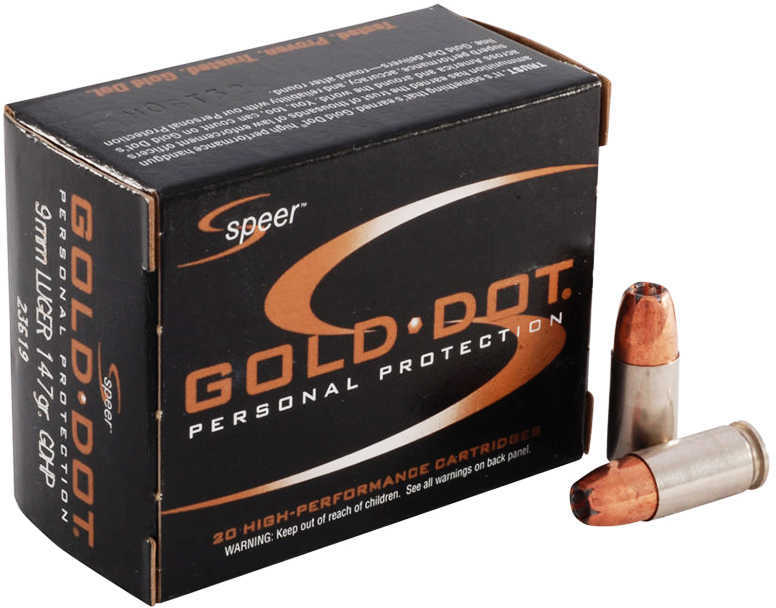 9mm Luger 20 Rounds Ammunition Speer 147 Grain Hollow Point