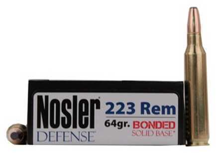 223 Remington 20 Rounds Ammunition Nosler 64 Grain Solid