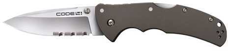 Cold Steel Code-4 Folding Knife AUS 8A/Stainless Half Serrated Blade Spear Point Pocket Clip 3.5" 6061 Aluminum 58TPSH