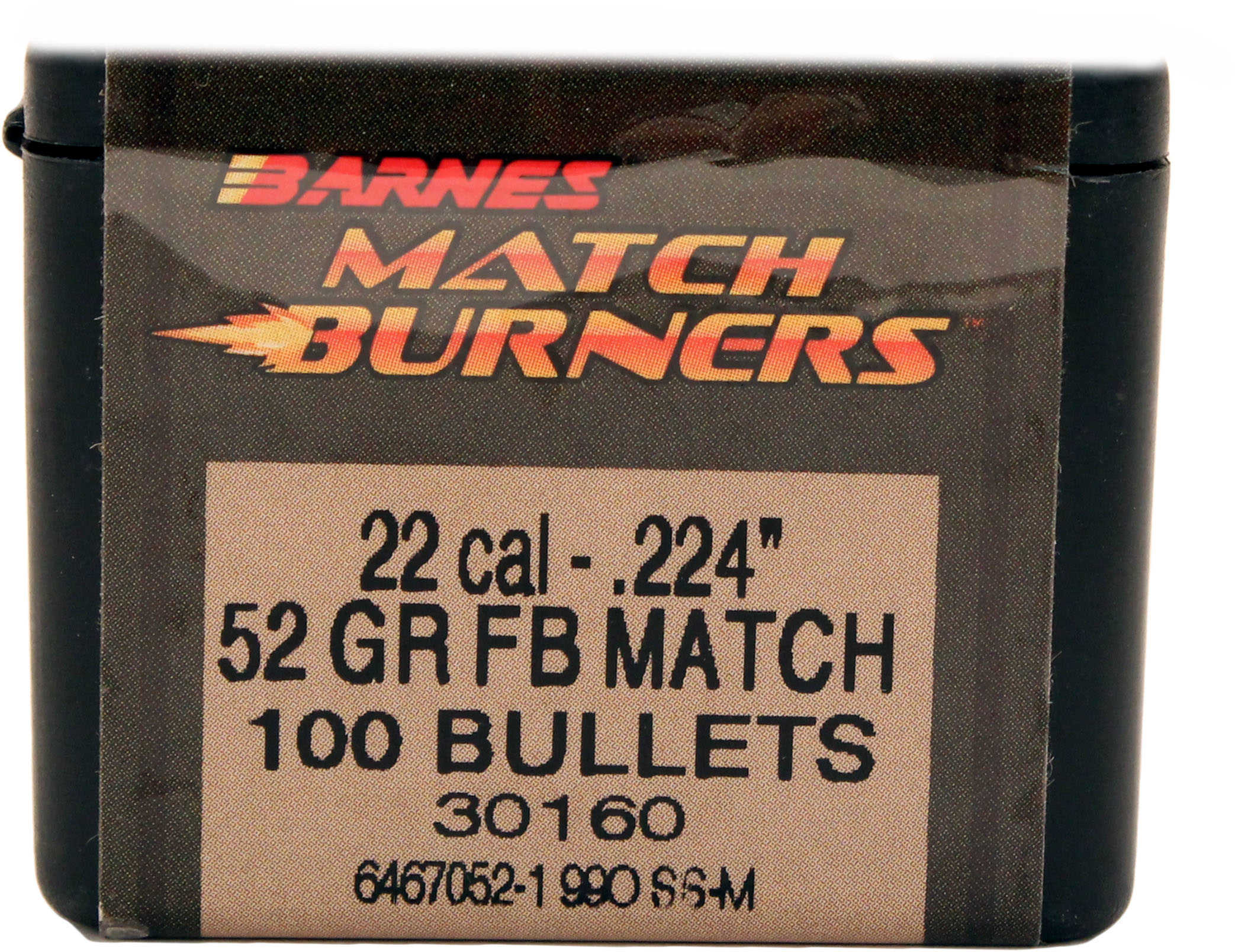 Barnes Bullets Match Burners 22 Caliber .224" 52 Grains Flat Base (Per 100) 22413