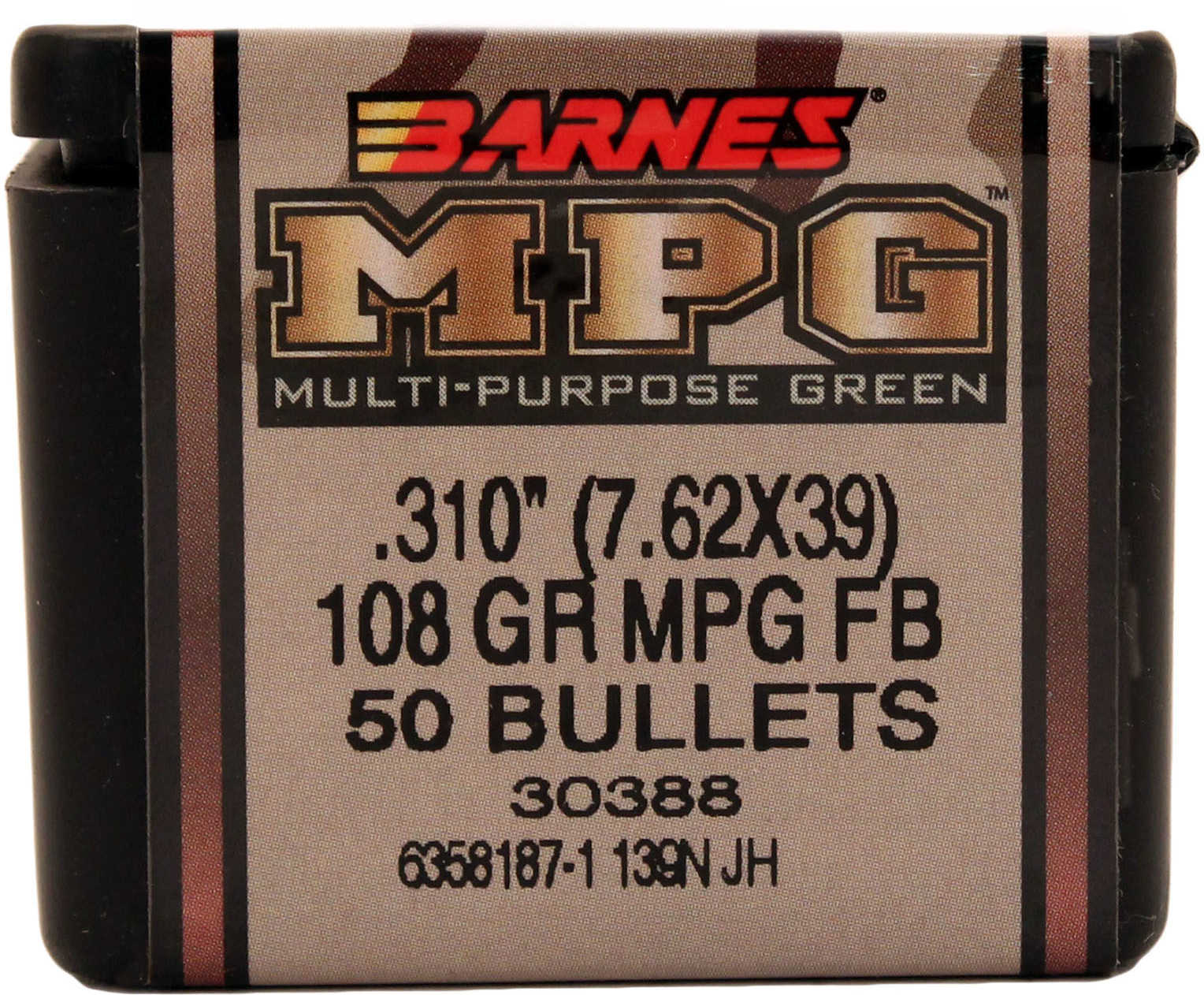 Barnes Bullets MPG(Multi-Purpose Green) 7.62x39 .310" 108 Grains (Per 50) 31008