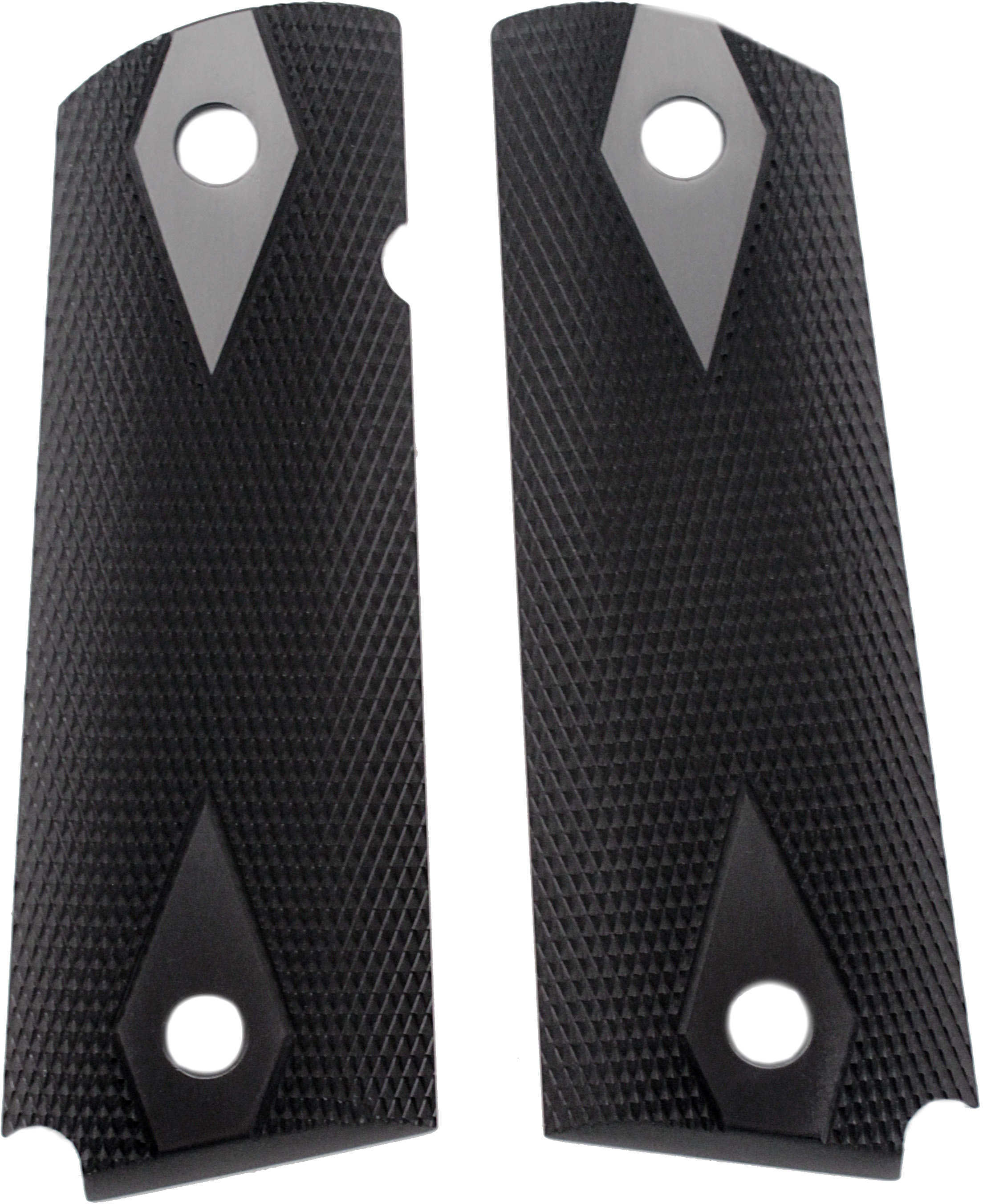 Hogue 1911 Government/Commander 3/16" Thin Grips Aluminum Checkered Brushed Gloss Black Anodized 01476