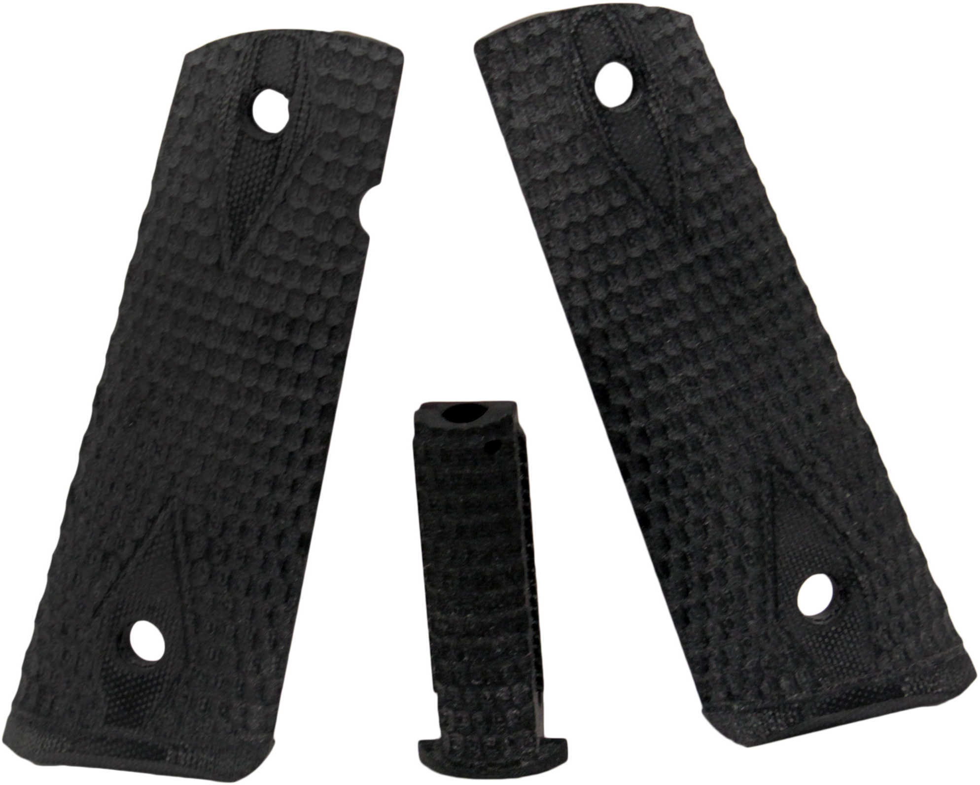 Hogue Colt, 1911 Government Magrip Kit G-10 Piranha Flat Mainspring, G-Mascus Solid Black 01229