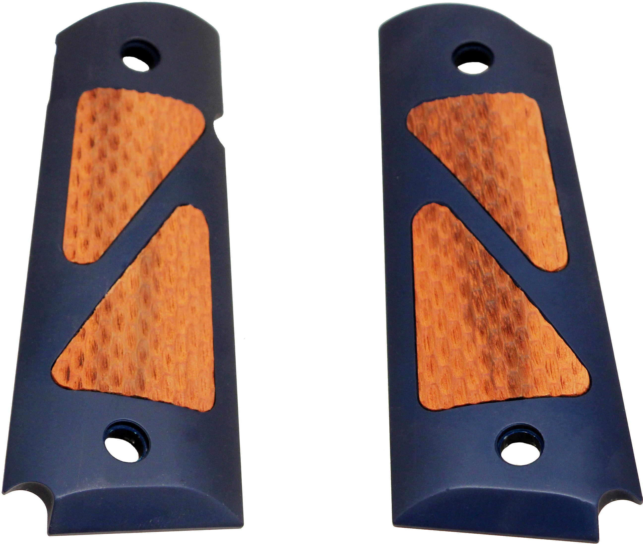 Hogue Colt & 1911 Government Grips Hybrid Aluminum Matte Blue Anodized Goncalo Alves Insert 45183