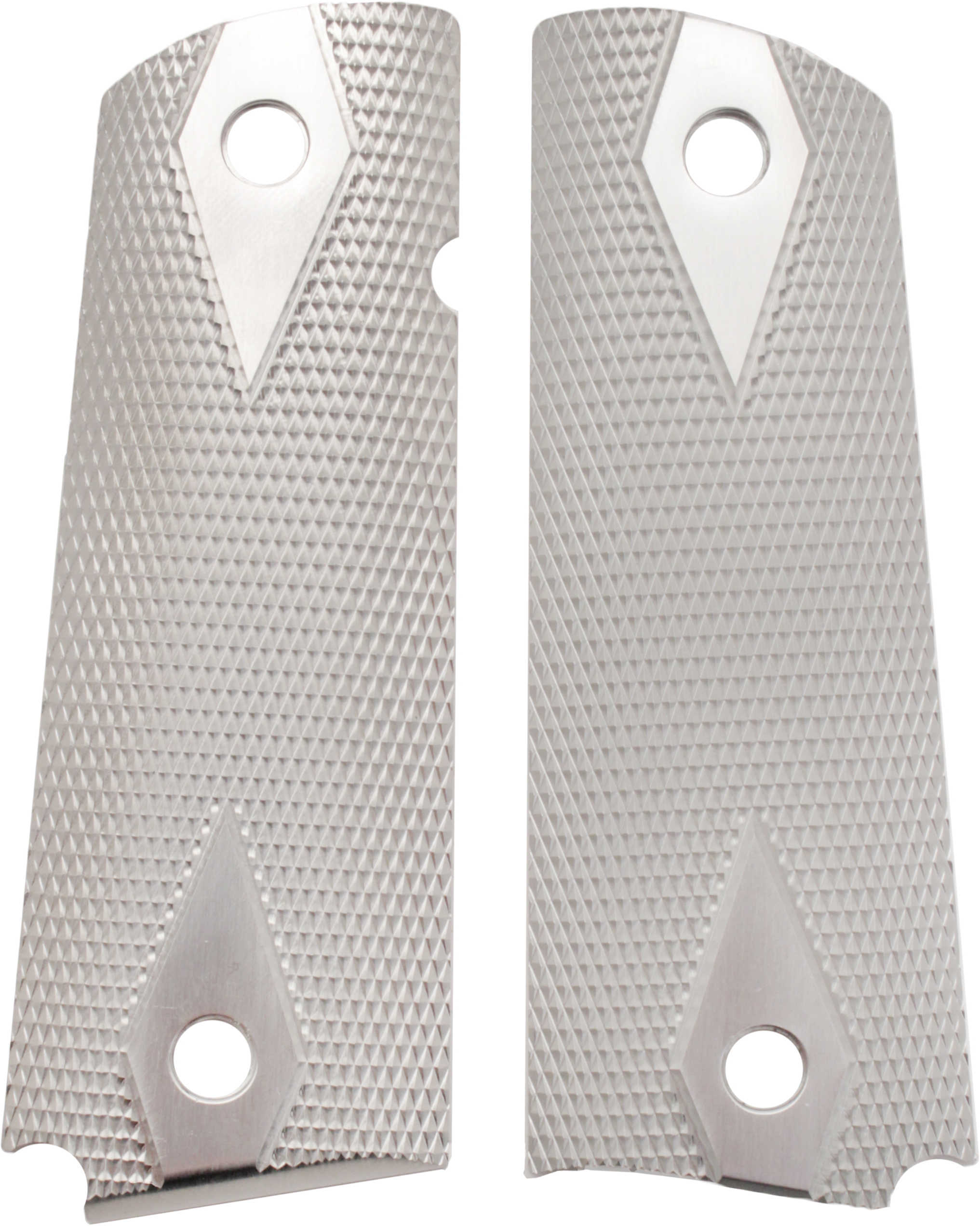 Hogue 1911 Government/Commander 3/16" Thin Grips Aluminum Checkered Brushed Gloss Clear Anodized 01475