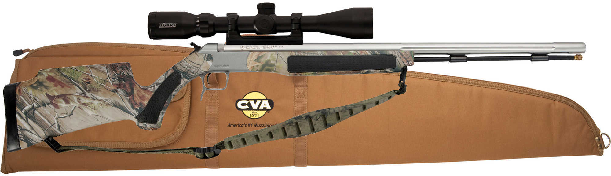 CVA Accura V2 .50 Caliber Muzzleloader Stainless Steel Realtree APG w/Konus Pro 3-9x40 Illuminated Reticle Scope PR3112SSC