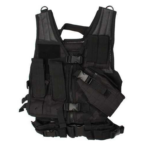 NCSTAR Tactical Vest Nylon Black Size XS- Small Fully Adjustable PALS Webbing Pistol Mag Pouches Rifle Inclu