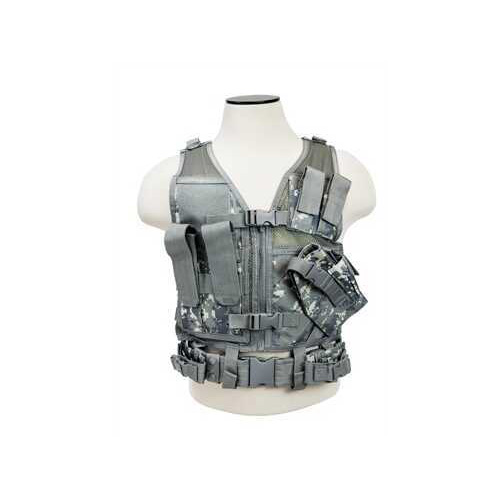 NCSTAR Tactical Vest Nylon Digital Camo Size XS- Small Fully Adjustable PALS Webbing Pistol Mag Pouches Rifle