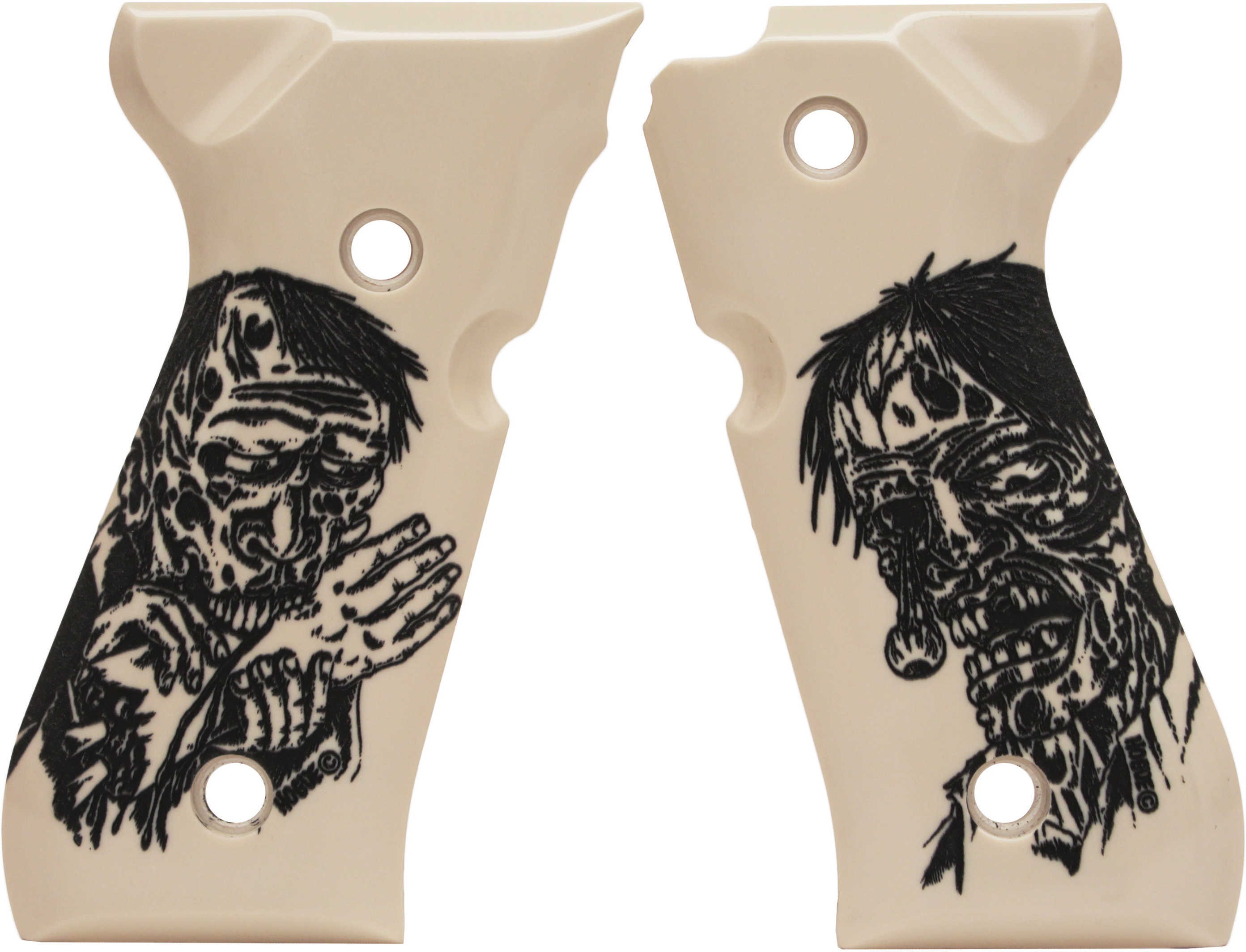 Hogue Beretta 92 Polymer Grip Panels Scrimshaw Ivory, Zombie 92034