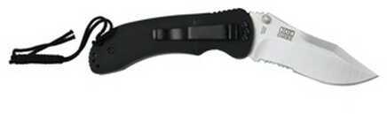 Ontario Knife Company JPT-3R Drop Point Black Round Handle Stainless, Combo Edge 8905