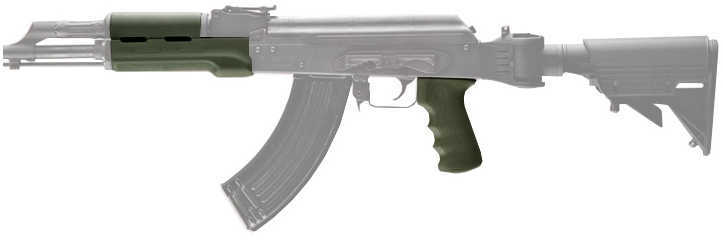 Hogue AK-47 Rubber Grip Standard w/Forend Olive Drab Green 74208