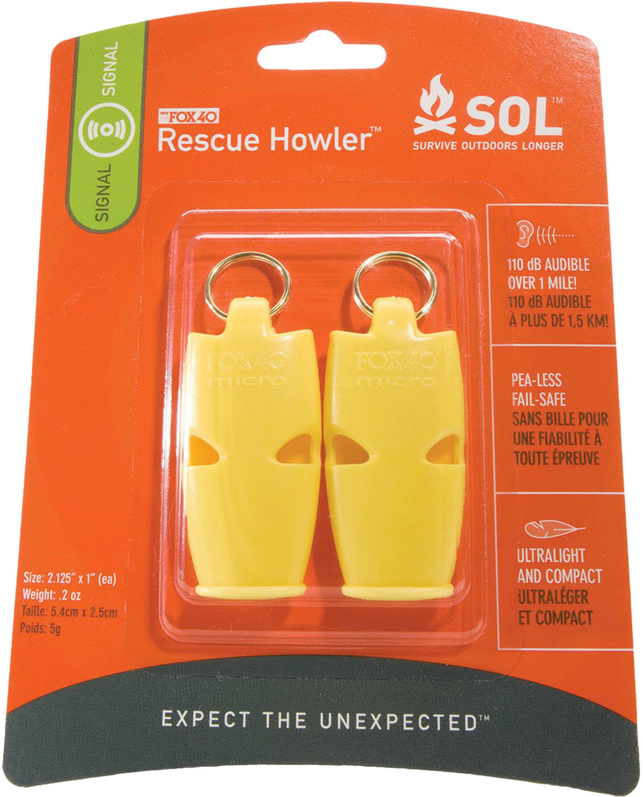 Survive Outdoors Longer / Tender Corp Adventure Medical SOL Series Rescue Howler Whistle/2 0140-1002