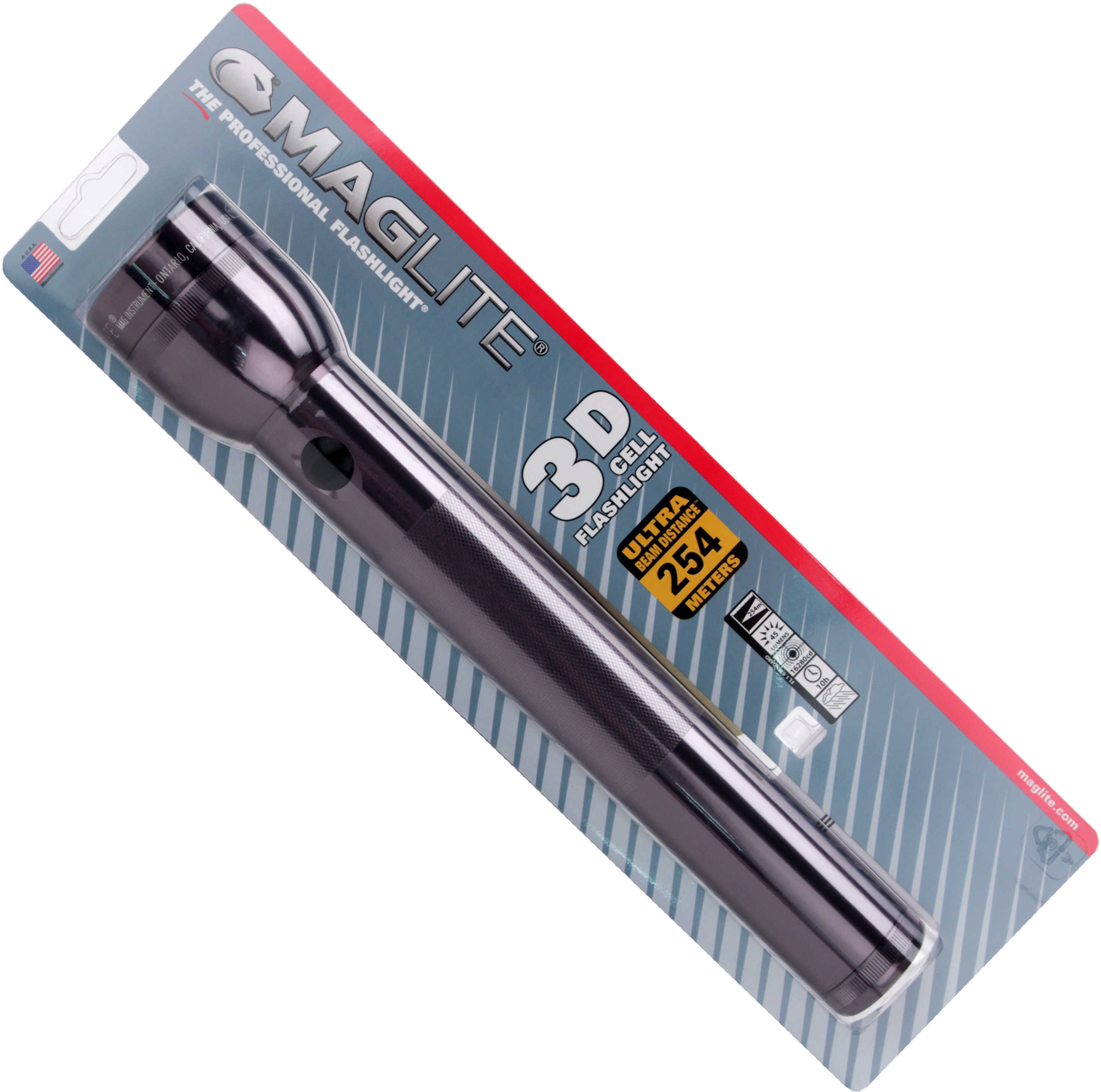 Maglite 3 Cell D Blister Pack, Gray Pewter S3D096