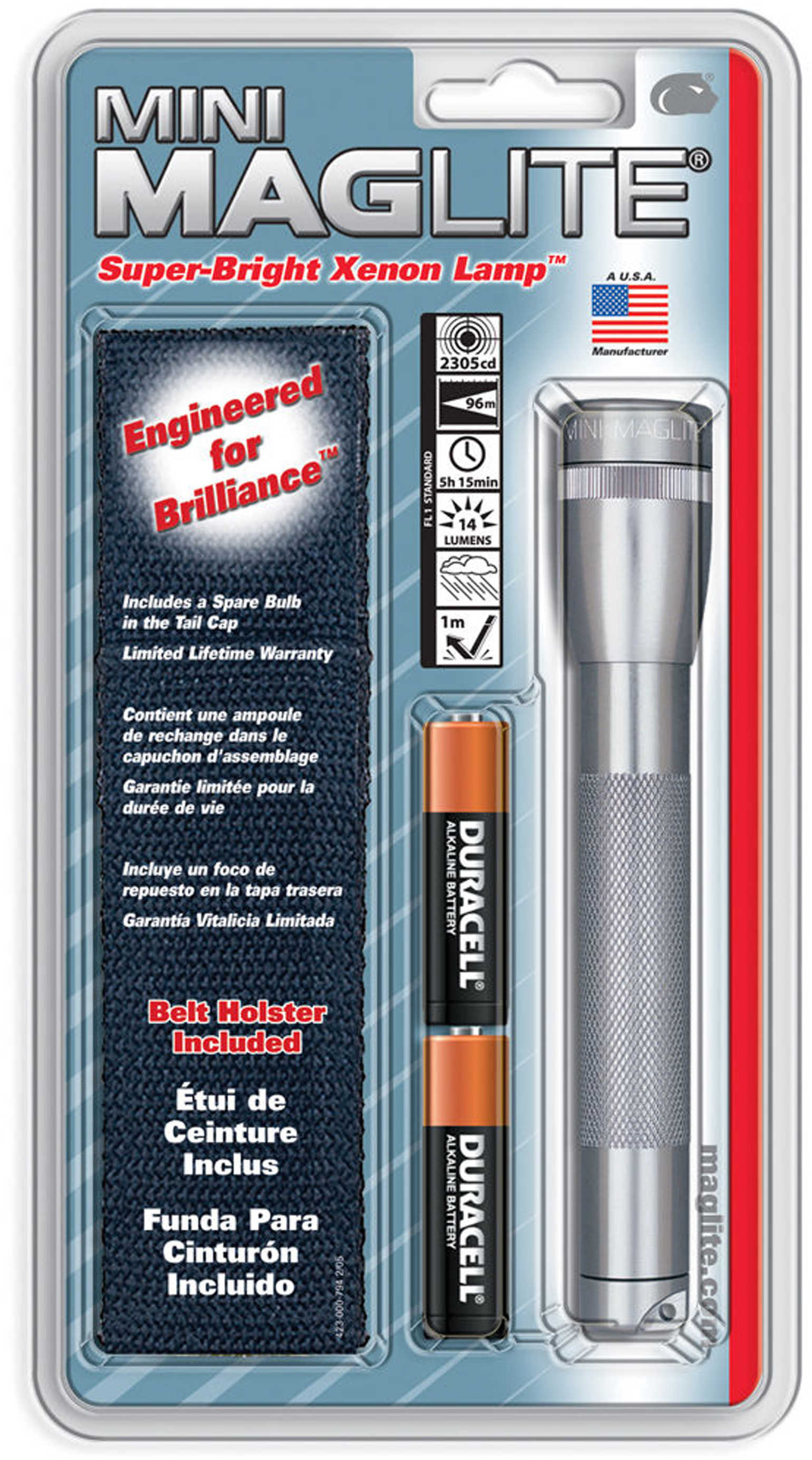 Maglite Mini-Mag Flashlight AA Holster Pack, Gray Pewter M2A09H