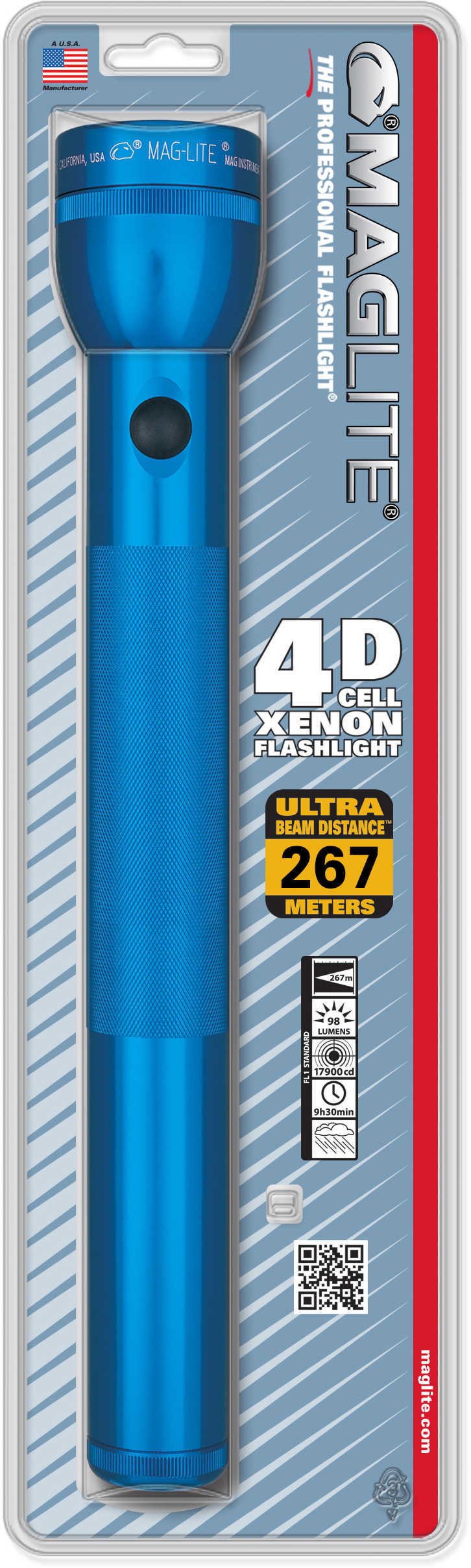 Maglite 4 Cell D Blister Pack, Blue S4D116