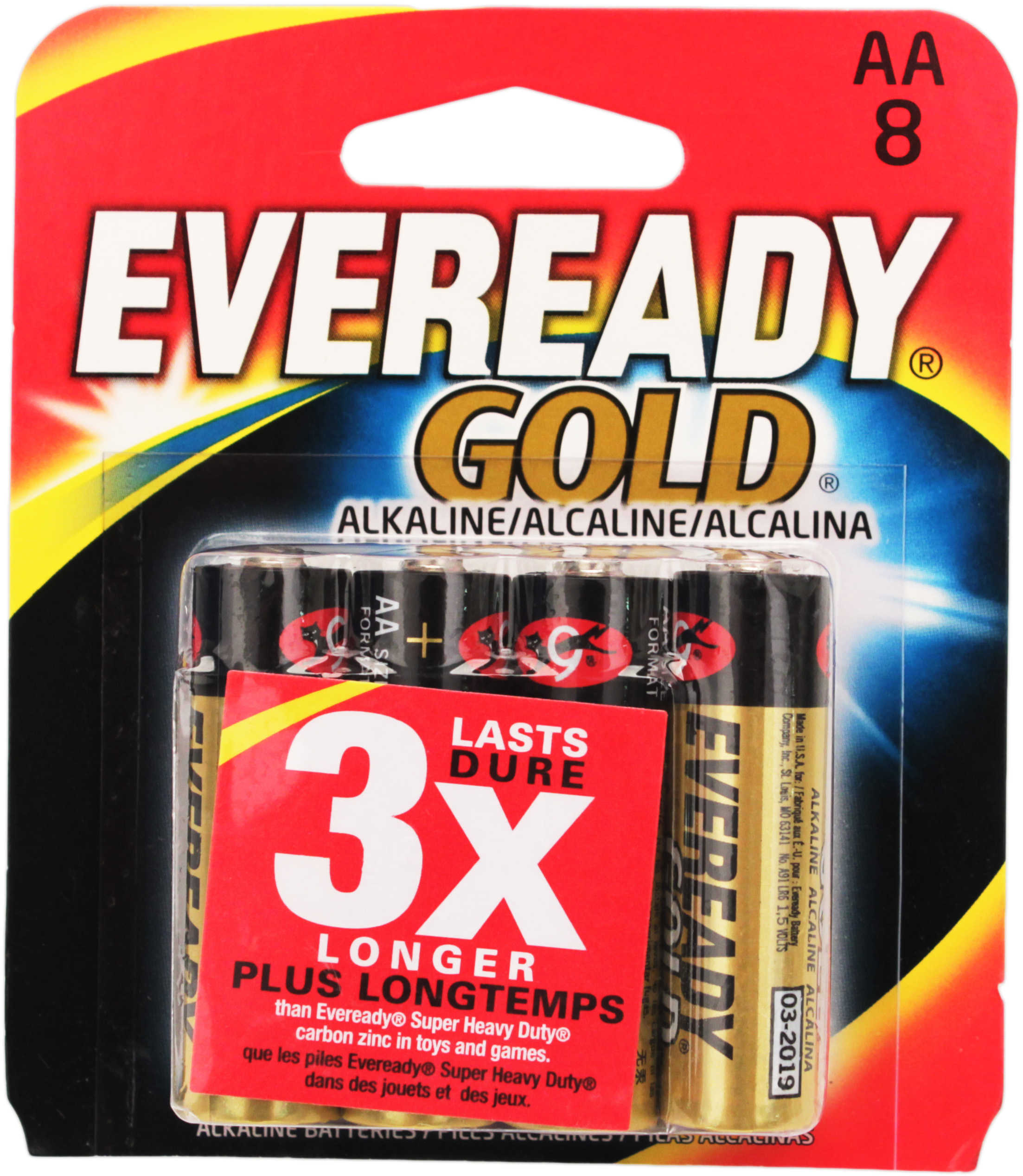 Energizer Eveready AA Batteries Per 8 A91BP-8