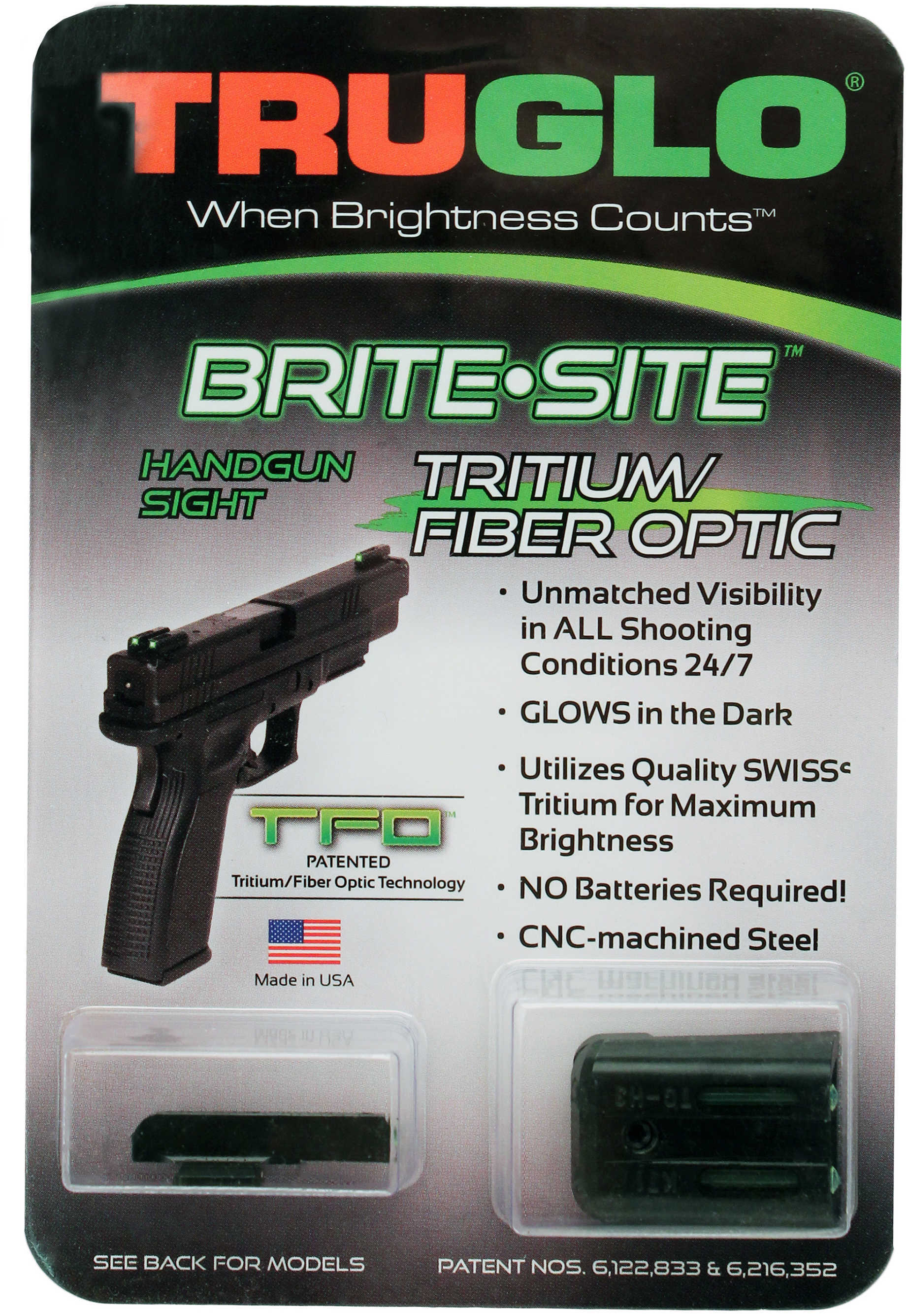 Truglo Brite-Site Tritium/Fiber Optic Sight Fits Kimber Green TG131KT