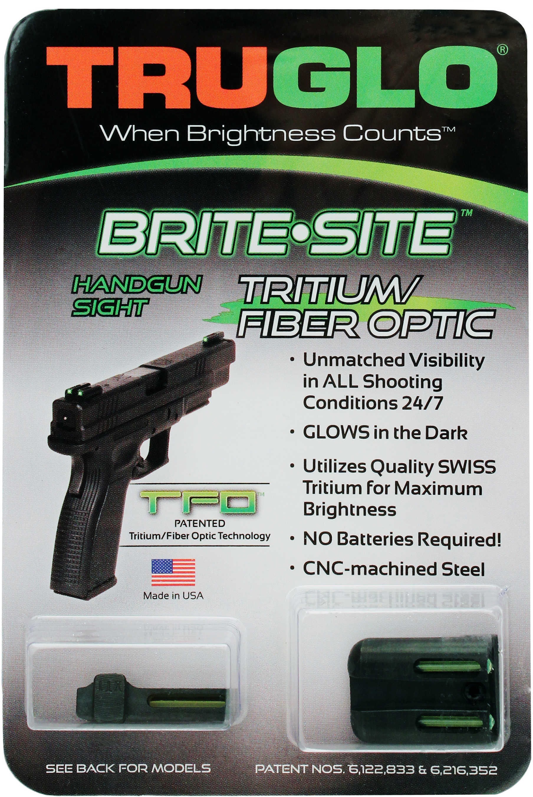 Truglo Brite-Site Tritium/Fiber Optic Sight Fits Springfield Green TG131XT