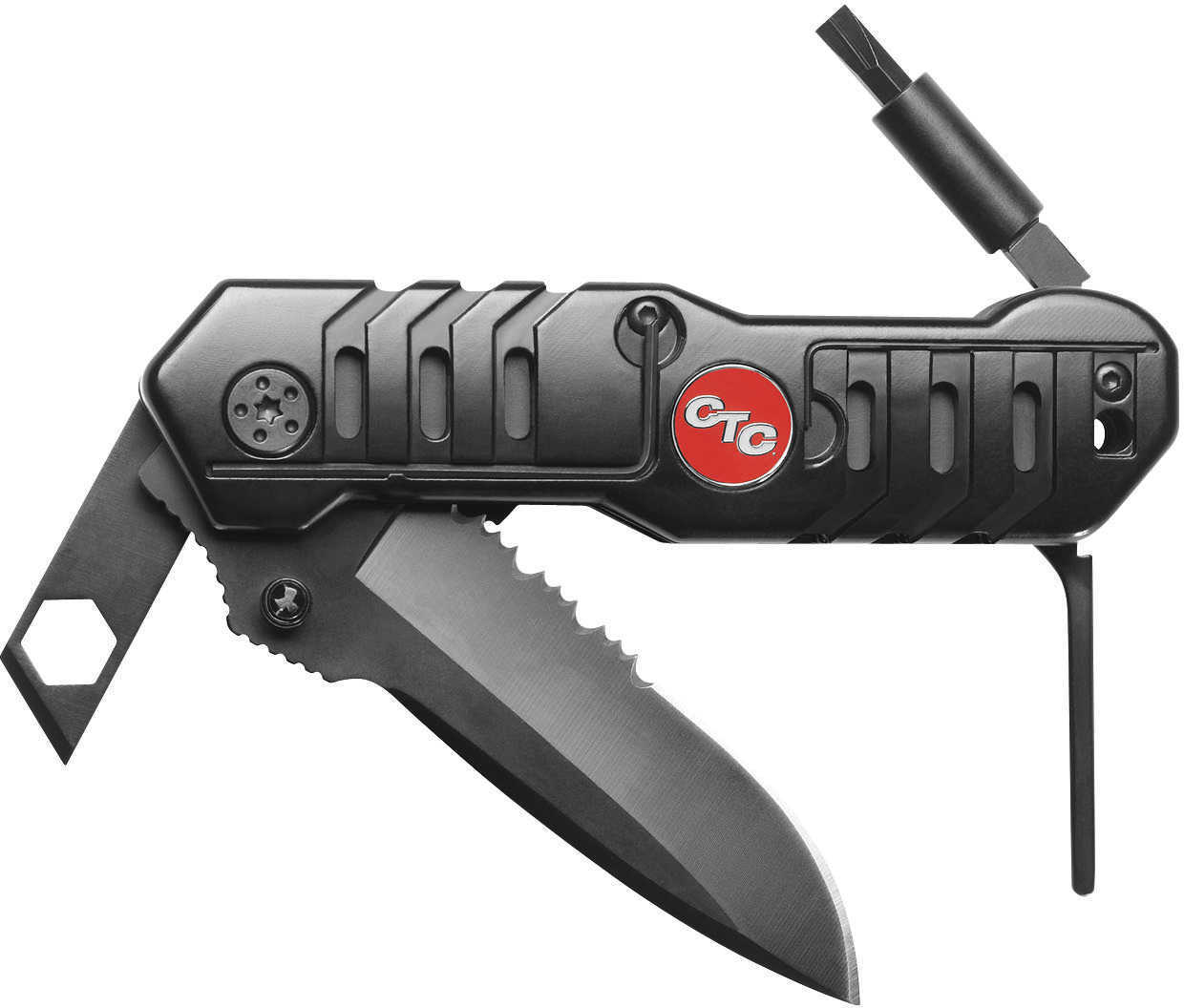 Crimson Trace Corporation Picatinny Multi-Tool 2.75" Blade 8Cr14MoV Steel Black Oxide Finish Polypropylene Frame CTC-PT
