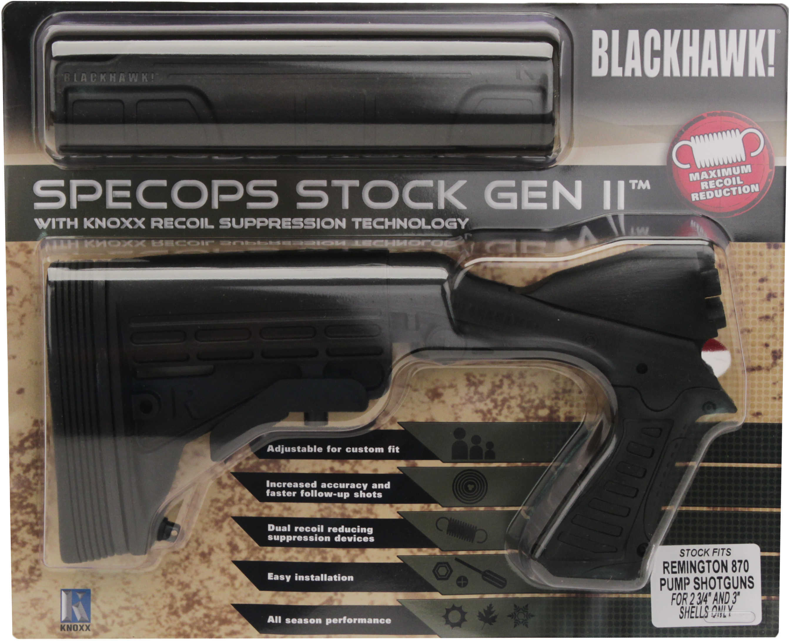 BLACKHAWK! SpecOps Stock Gen II Adjustable Fits Remington 870 12 Gauge K07100-C