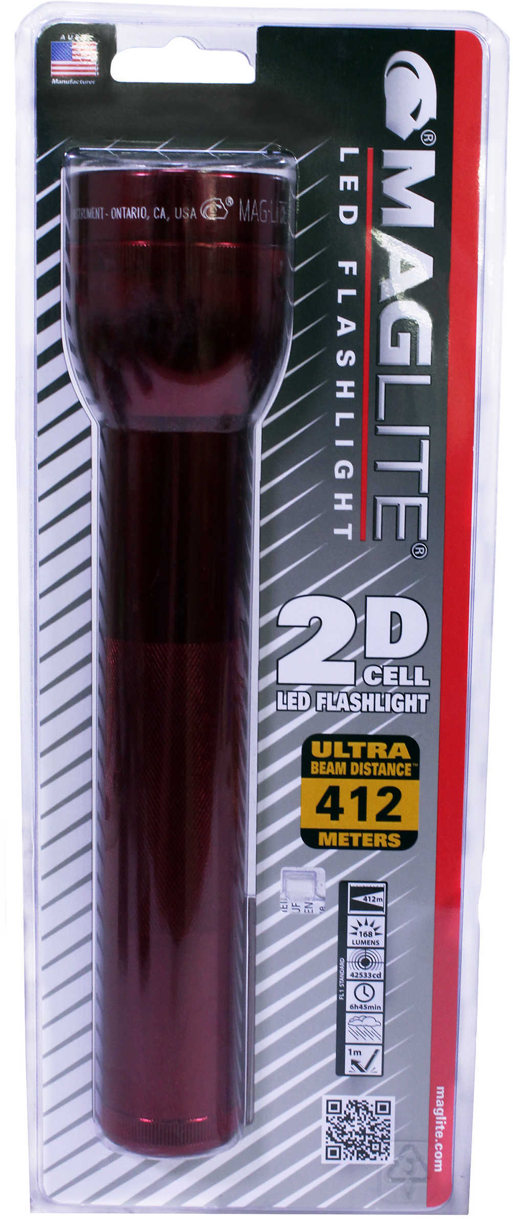 MagLite Flashlight, 2 D LED, Red - New In Package
