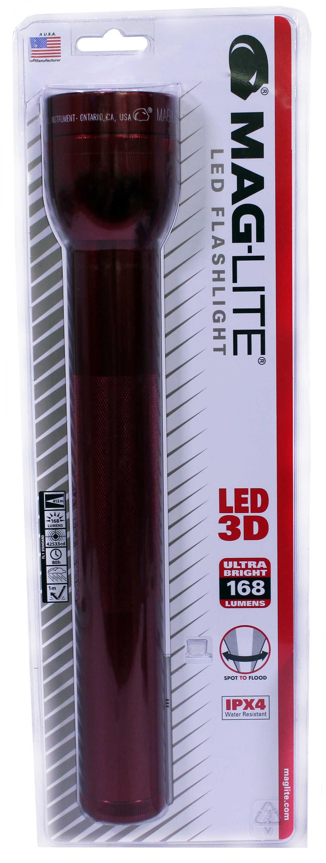 MagLite Flashlight, 3 D LED, Red - New In Package