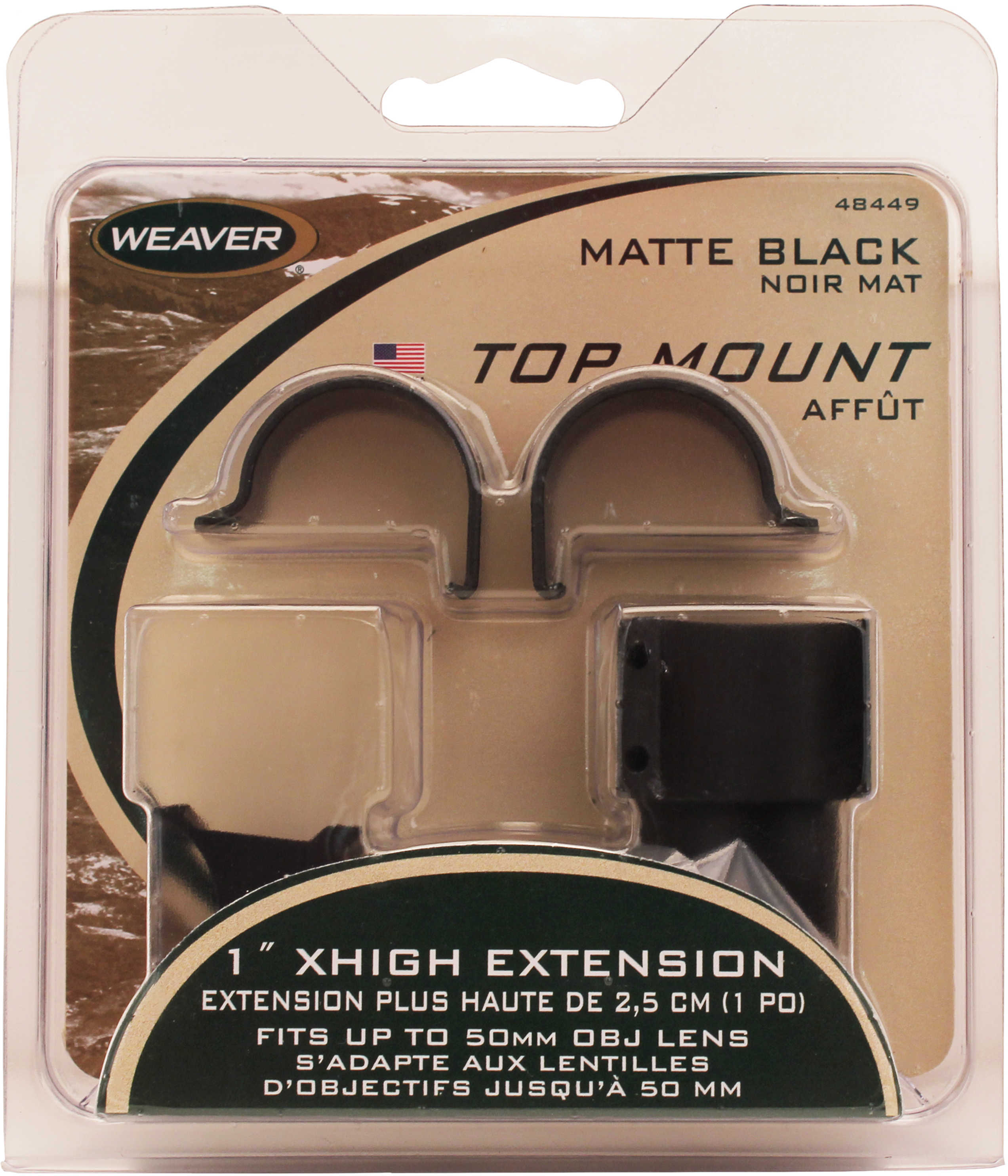 Weaver Top Mount Ring 1" Extra High Extension Matte Finish 48449